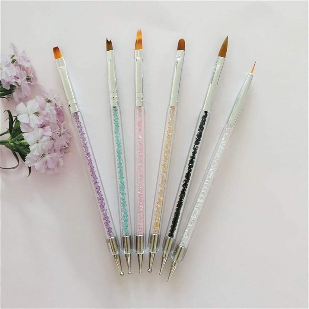 Double-Ended Nail Pen with Drill Nail Tools Brush Thread Pen Sweep Pen Light Therapy Pen Nail Brush