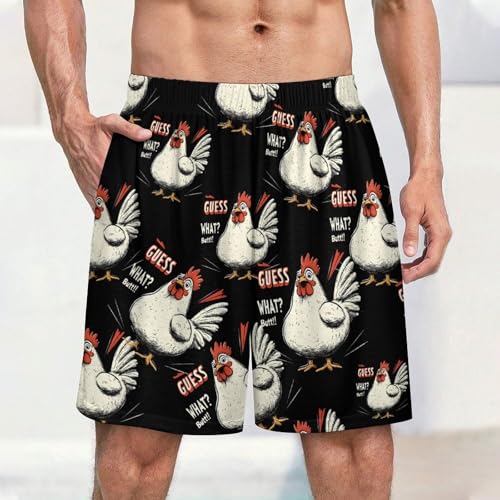 Funny Chicken Butt Men's Pajama Bottoms Lounge Pj Shorts Stretch Sleep Shorts for Home Vacation Beach2