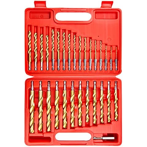 wesleydrill 30 Pcs Impact Twist Drill Bit Set，1/16"-1/2" Hex Shank Hss Titanium Drill Bits，Fit for Metal/Wood/Plastic Sink Cover