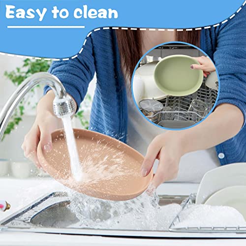 Towviy 2 Stück Futternapf für Katzen, Bunte Katzennäpfe Futterschale flach Katzennapf Wasser Fütterung Schüssel Katzenfutter Wasserschale für Hunde Katzen Hasen(Aprikosengelb Lichtgrün)