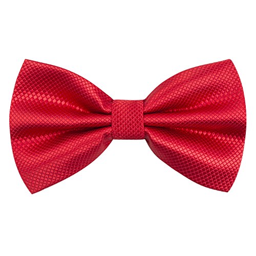 Mens Solid Color Bow ties Polyester Pre Tied Wedding Bow Tie Red(Size: One Size)