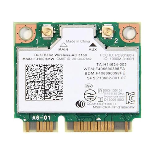 Image of Legacy Mini-PCIe Wi-Fi Card for Intel 3160 | Half Mini PCIe Network Card | 433 Mbps with Bluetooth 4.0 Support | HMC WLAN Replacement Part 3160.HMWG Wi-Fi Card 3160HMW