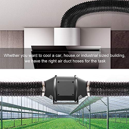 4Inch 10Ft Long Flexible Aluminum Air Ducting, Heavy-Duty Black 4 Layer Dryer Vent Hose, Dryer Duct For Hvac Ventilation,Duct Fan Systems, 2 Stainless Steel Clamps Include #TOP5