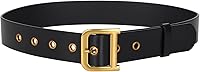 Vista 241 de Cinturón de cuero clásico con hebilla de metal para mujer con vestido de jeans Aah-negro-clásico