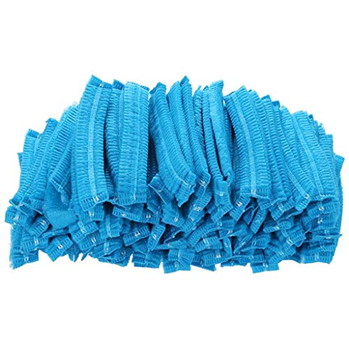 Disposable Bouffant Caps Hair Net Cap 100 Pcs 21inches Elastic Mob Caps for Food Service, Sleeping Head Cover, Factory Warehouse Worker, Beauty (Blue) - Thumbnail 4