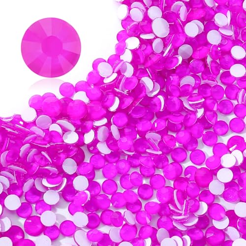 Image of Neon Purple Flatback Rhinestones, Glass Rhinestones for Nail Art and Craft, Glue Fix, Loose Crystal Gemstones(Neon Purple, SS10, 1440pcs, 2.7-2.8mm)