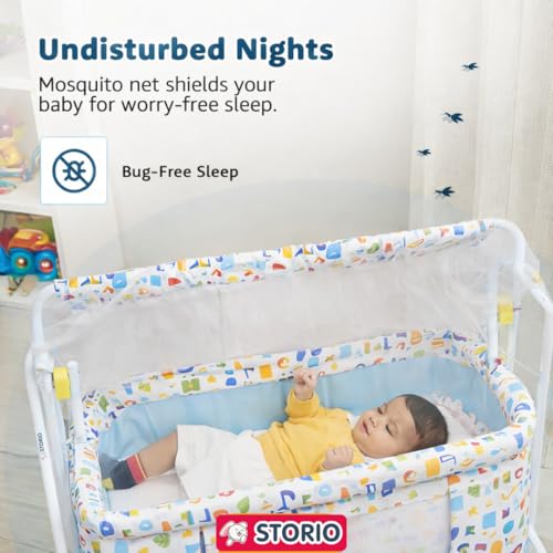 Image of Storio Cool Cradle for New Born Baby | Baby Jhula, Palna & Swing Cradle for 0 to 3 Years | Thottil /Uyyala for Newborn | Swing Jhula for 0-2 Years Kids - Blue