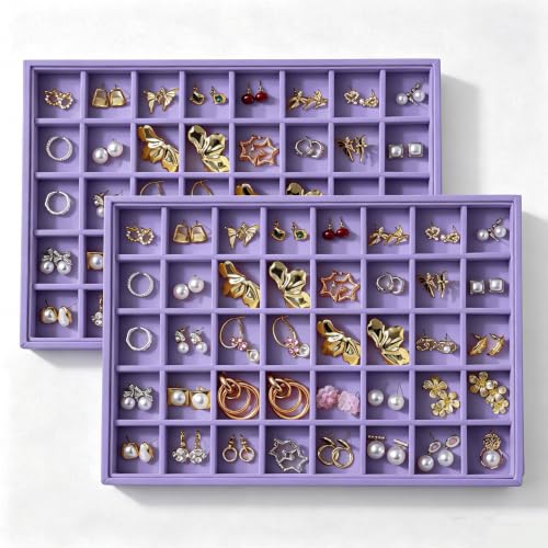 Image of Large Velvet Jewelry Tray Display Drawer Inserts 2 Pack