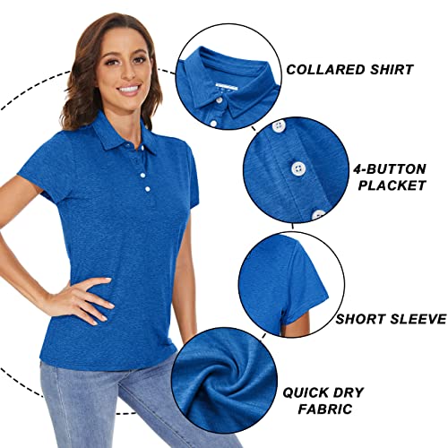 Tacvasen Polo Shirts For Women Dry Fit Casual Sports Short Sleeve T-Shirts Lightweight For Golf Ladies Activewear, Sea Blue, L #TOP2
