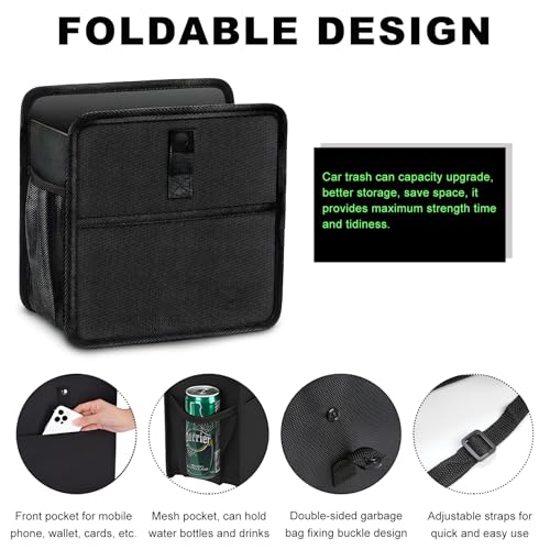 Image of KVAEY Car Trash Can, Oxford Cloth Foldable Garbage Bin Waterproof Auto Trash Bag Organizer, Multipurpose Leak-Proof Large Capacity Hanging Garbage Can Storage Bag for Car Seat (Upgraded)