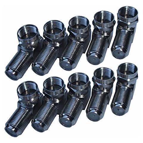 Pack of 90 Degree F Socket Female to F Plug Male by Unispectra® Convert Existing Cable to Right Angle/Angled Connector (Pack of 10) Cover