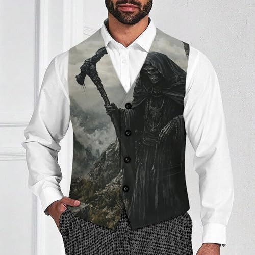 Grim Reaper in The Mountain Men's Suit Vest Slim Fit V-Ncek Waistcoat Business Casual Vest2