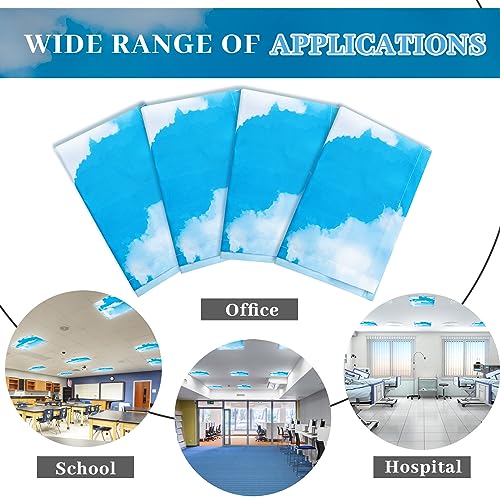Image of VIHOSE 4 Pcs 2 x 2 Feet Fluorescent Light Covers for Ceiling Lights Classroom Magnetic Light Filters for Reducing Harsh Glare Flicker for Office Classroom Home Drop Ceiling(Sky Cloud)
