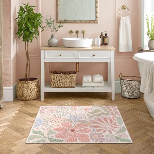 Tapete lavable MUJOO 2x3 pies floral no resbala miniatura 6