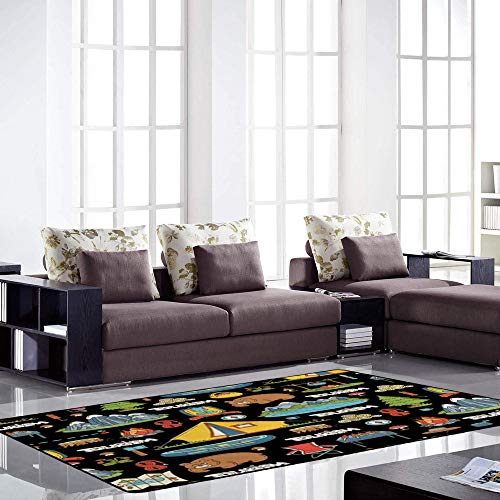 Tapis salle à manger Cheshongg anti-plis en polyester pour sol moderne - 4