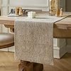 ZeeMart Burlap Style Farmhouse Table Runners 72 Inches Long, Beige Rustic Woven Dining Table Runner for Everyday Use, 14x72 Inches, Oatmeal Beige