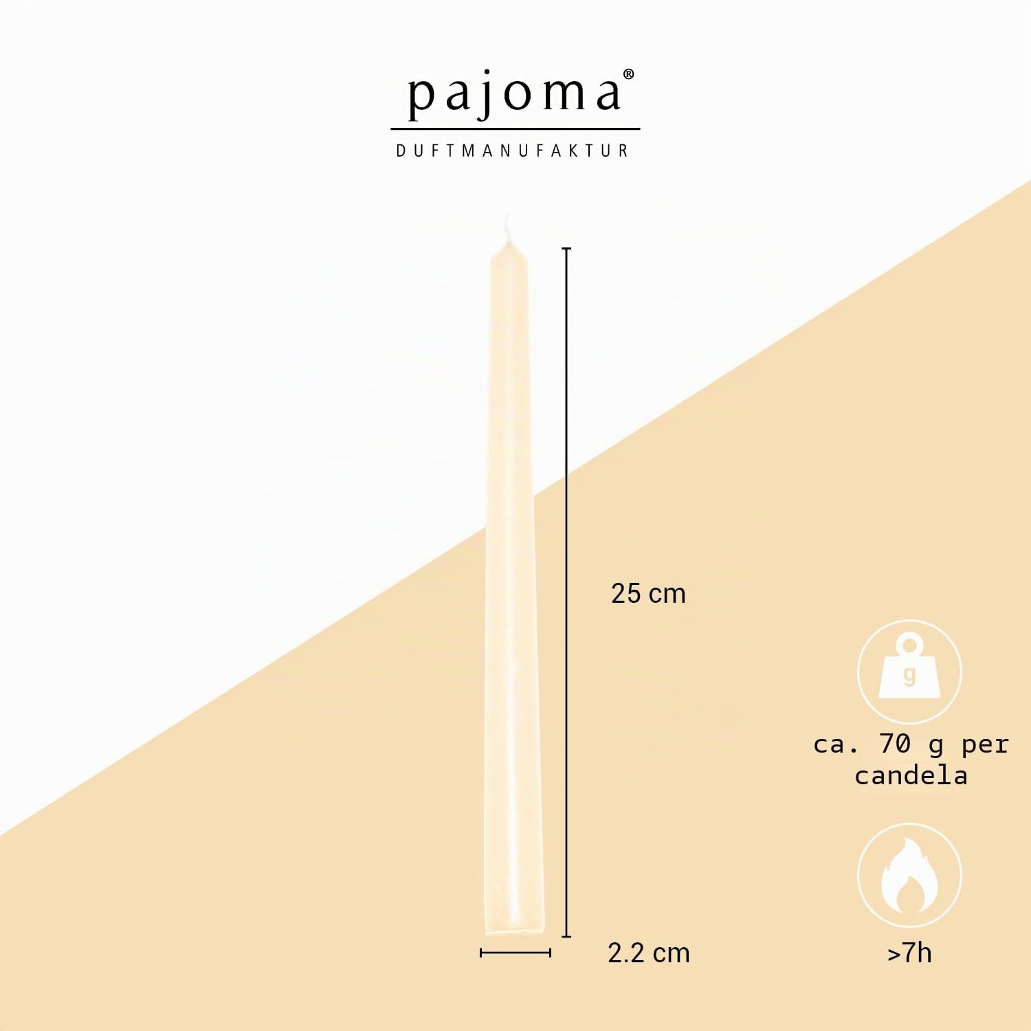 pajoma Candele color champagne, 50 pezzi, altezza 25 cm, durata circa 7 ore