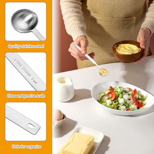2Pcs Teaspoon Tablespoon Measuring Spoons 5ml Stainless Steel Metal Measuring Spoons Table Spoon Teaspoon Measure Scoop Kitchen Gadgets for Cooking Baking - Image 3