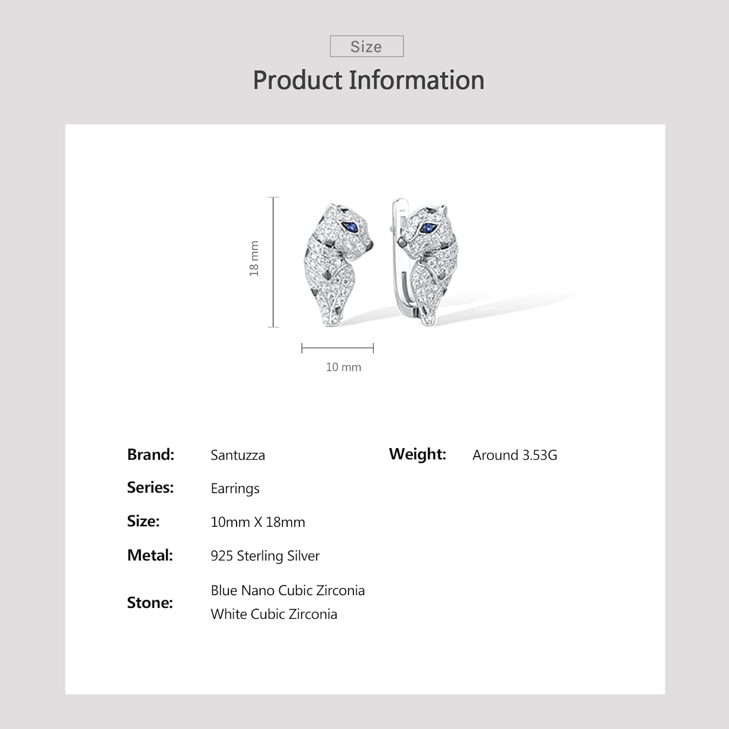 Santuzza 925 Sterling Silver Animal Drop Earrings Cubic Zirconia Spinel Delicate Dangle Earring - Image 6