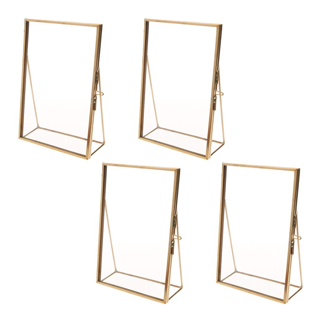 LOVIVER Glas Bilderrahmen Gold Fotorahmen Bildergalerie Fotogalerie Galerie zum Aufstellen, 4er Set