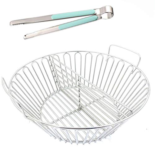 ZBXFCSH Ash Charcoal Basket with Divider Big Green Egg Accessories,Stainless Steel Grill Ash Baskets for The Large Big Green Egg,Kamado Joe Classic,Pit Boss,Louisiana & Other Grills