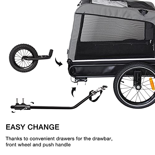 ANOUR Dog Bike Trailer, 2-in-1 Dog Stroller Cart and Jogger Bike Trailer, with Spring Suspension, Folding Frame Carrier… - Image 5
