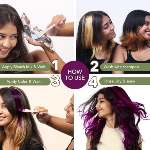 Image of Paradyes Semi-permanent Bekaraar Burgundy DIY Conditioner Based Hair Colour 120 gm and Lighten Up! Bleach Pack 30 Vol. for all Hair Types