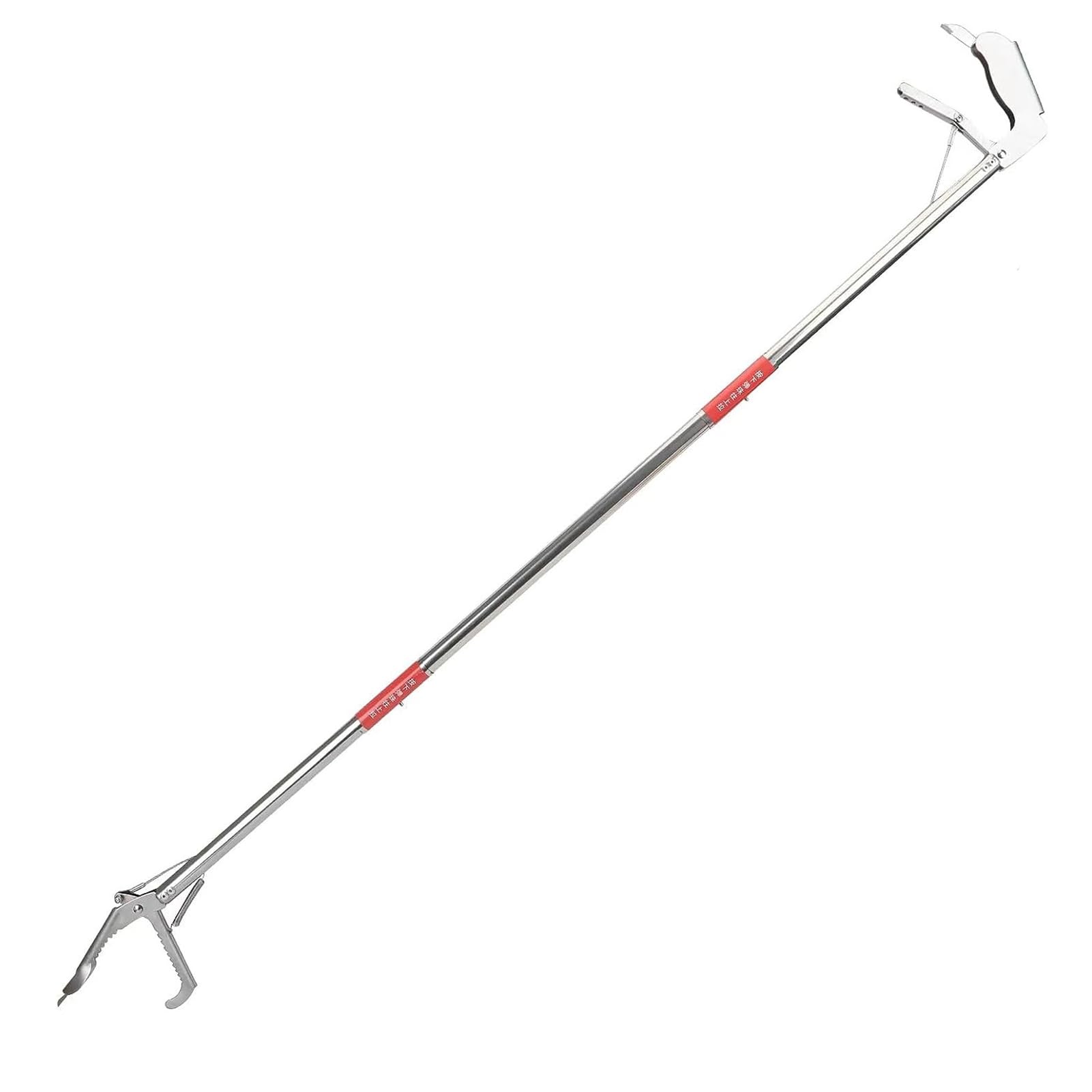 Pinza per serpenti in acciaio inox, doppia faccia seghettata, pieghevole, a ganascia larga, con manico antiscivolo, per serpenti, topi, serpenti a sonagli, argento 1