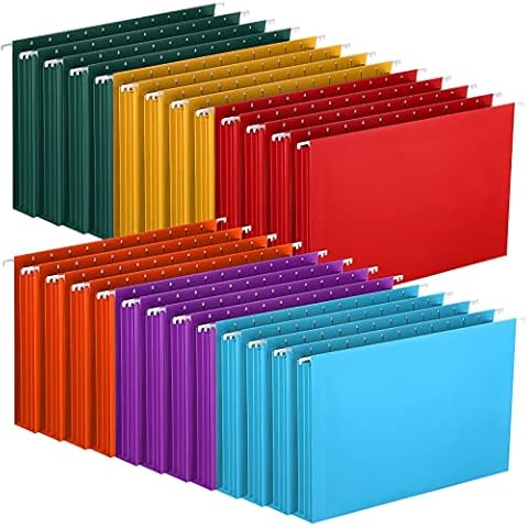 24 Pcs Hanging Pocket with Full Height Gusset Paper A4 Expanding Hanging File Folders for Filing Cabinet Letter Size Legal Filing Cabinet Folders Assorted Colors Expandable Filing Cabinet Dividers Cover