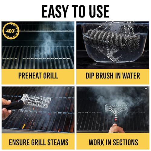 Kona Safe/Clean Grill Brush - Bristle Free BBQ Grill Brush for Outdoor Grill- 100% Rust Resistant Stainless Steel Barbecue Grill Cleaner - Safe for Porcelain, Ceramic, Steel, Cast Iron, Grilling Gift