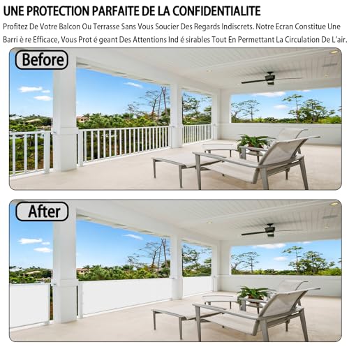 Housse de protection pour balcon pare-vent opaque avec cordes - 6
