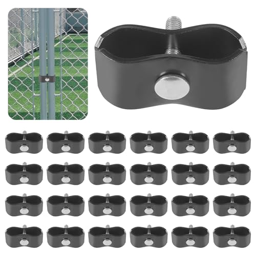 Rasugarlary Chain Link Fence Clamps 1-3/8 Dog Kennel Panel Clamp for Round Pipe Panel Frame Black 24 Pack