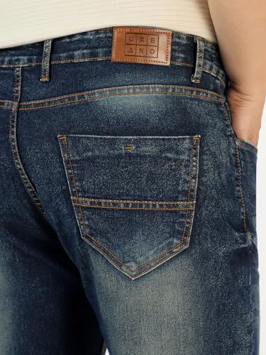 Image of Urbano Plus Men Mid Rise Regular Fit Washed Jeans Stretchable