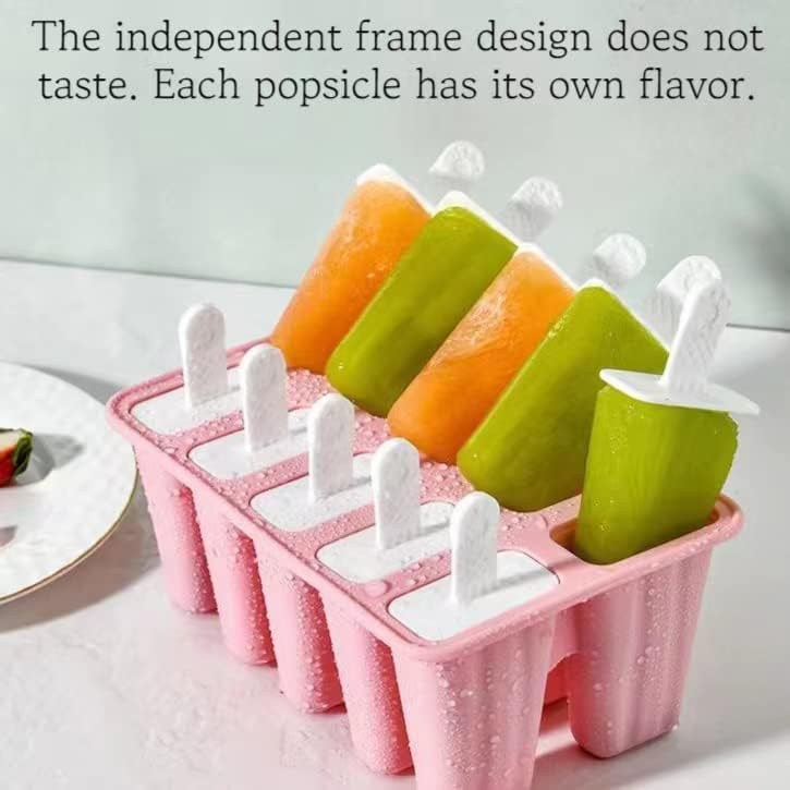 Miniatura 5 de Juego de 10 moldes reutilizables para paletas de silicona, moldes para hacer helados, moldes de helado congelados, accesorios de cocina, leche