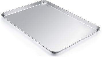 TeamFar Baking Sheet, 20141, Cookie Sheet Half Sheet Baking Pans Stainless Steel, Non Toxic & Healthy, Heavy Duty & Thick Gauge, Mirror Finish & Dishwasher Safe - 2 Piece