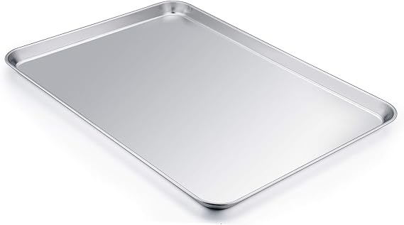 TeamFar Baking Sheet, 20141, Cookie Sheet Half Sheet Baking Pans Stainless Steel, Non Toxic & Healthy, Heavy Duty & Thick Gauge, Mirror Finish & Dishwasher Safe - 2 Piece