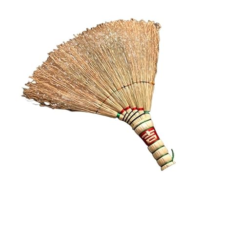 Hrlace Mini Rice Straw Broom Small Natural Broom with Nylon Thread Woven Hand Brush Broom Brush Sweeping Brush for Sweeping Dirt Dust 100% Handmade, 1 Piece Section 1, 30 cm