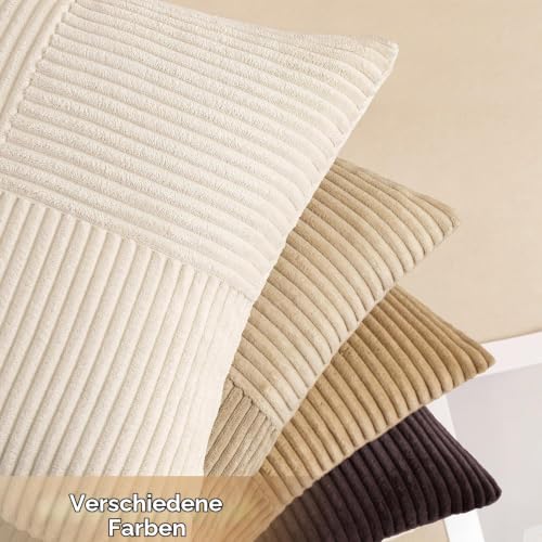 EMEMA Kissenbezug Kordsamt Patchwork Kissenhülle 45x45 Kaffee Serie – Ansicht 5