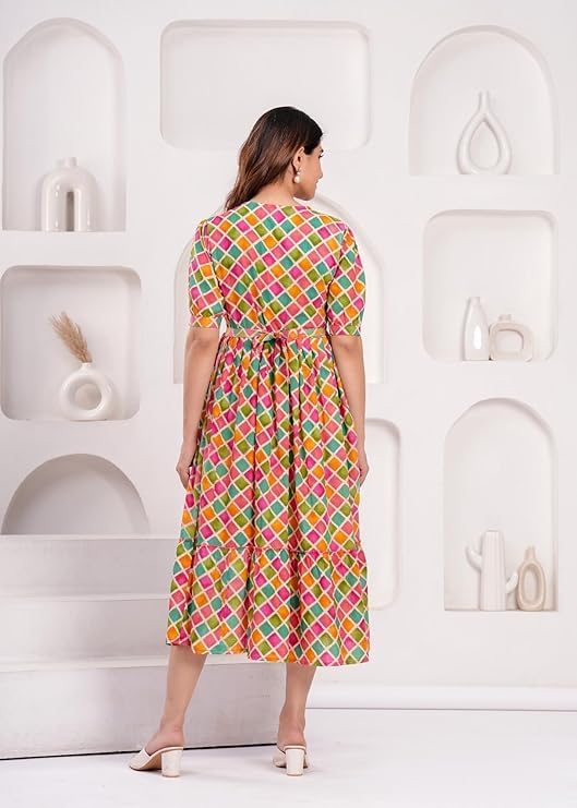 Image of Women Feeding Kurti for Women Cotton Maternity Kurta with Nursing Zip for Pre & Post Pregnancy