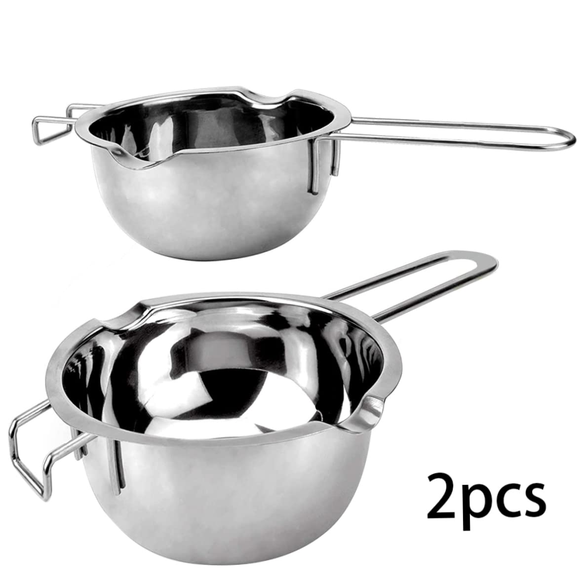 Wärme Schmelztopf Doppelkessel Hitze Schmelztiegel Edelstahl für Schokoladenbutterkäse Karamell Süßigkeiten Wachs 1000 ml 400 ml 2pcs