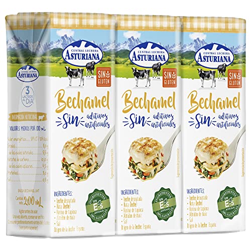 Central Lechera Asturiana Bechamel Sin Gluten, Pack 3 x 200ml