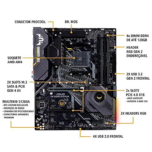 Placa-Mãe Asus TUF Gaming X570-PLUS/AMD/AM4/ATX/DDR4 glide