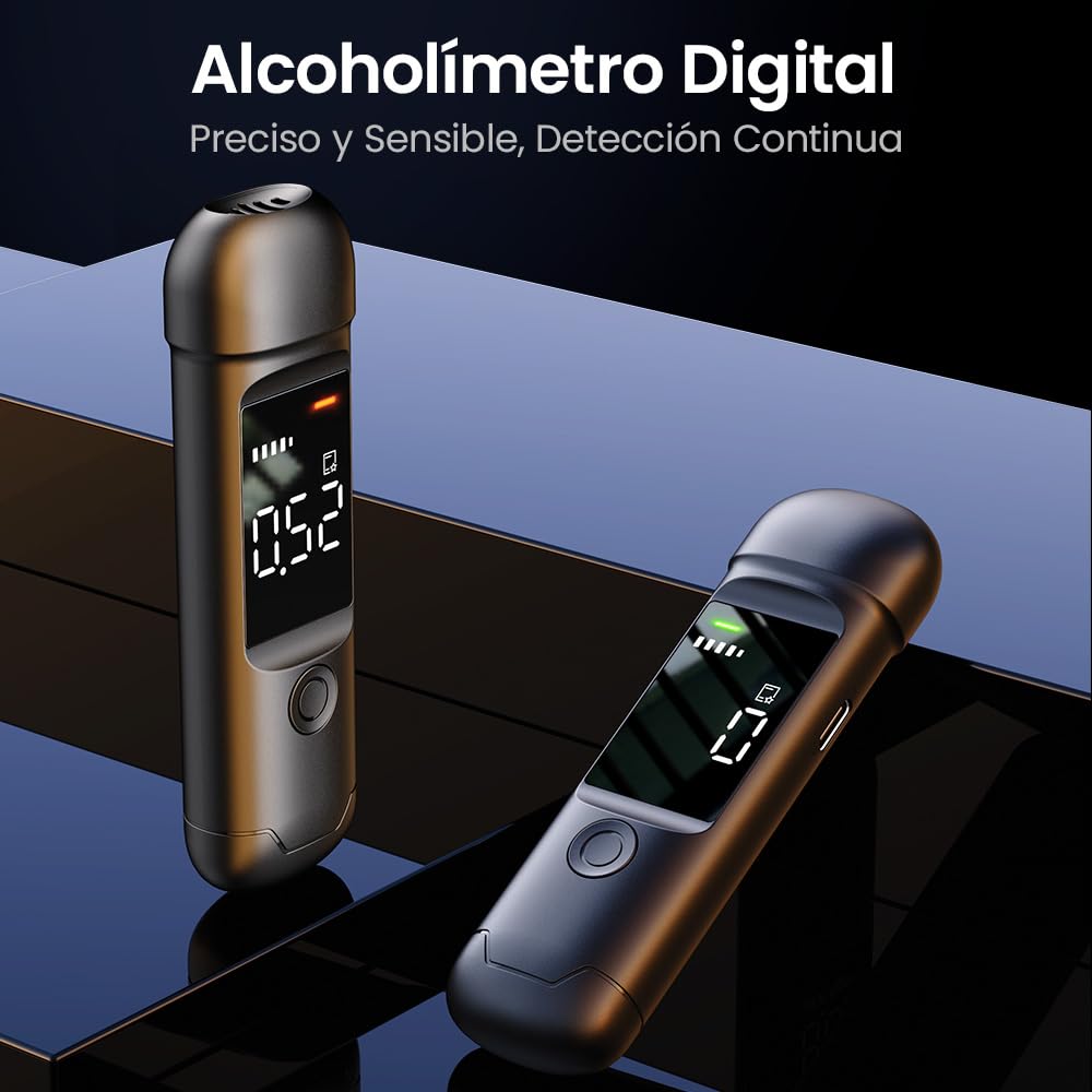 Alcoholimetro Homologado Portátil, Alcoholímetro Digital Sin Contacto Sin Boquilla, Medidor De Alcohol con Pantalla Digital, Test De Alcoholemia Rápido para Coche Y Uso Personal
