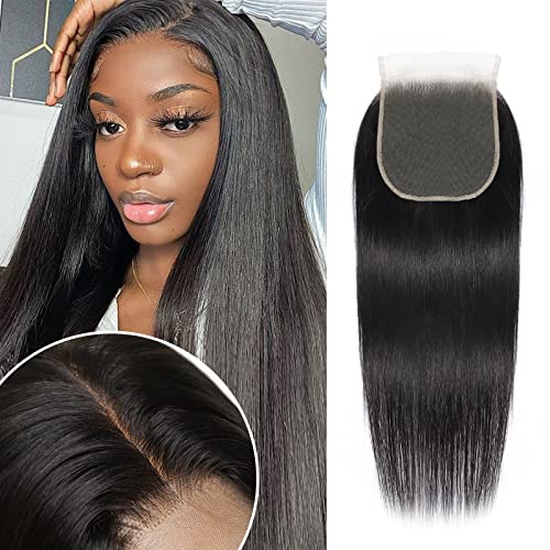 CLong 5x5 HD Lace Closure, Human Hair Transparent Lace Frontal Closure Pre Plucked with Baby Hair, 100% Brazilian Virgin