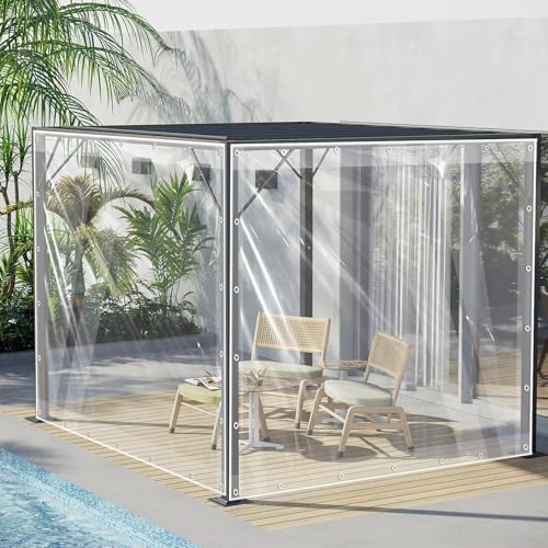 Pavillon-Abdeckung, transparent, wasserdicht, 2 x 3,4 m, 500 g/m², strapazierfähig, Regenschutz für Gartenmöbel & Balkon, langlebig & wetterbeständig