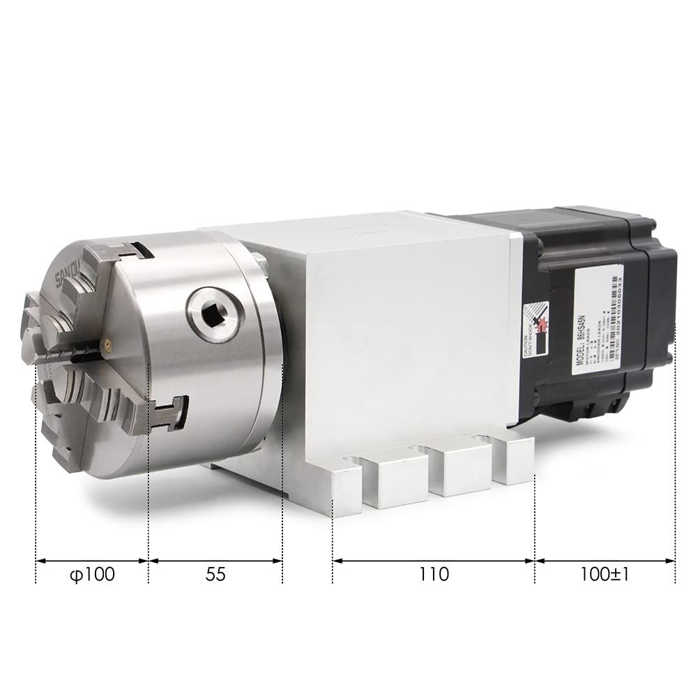 Moteur pas à pas, 4ème axe 3 / 4jaw 100 mm CNC Diviser l'axe de la tête/de rotation/un kit d'axe NEMA34 86HS45N 4.5N .m
