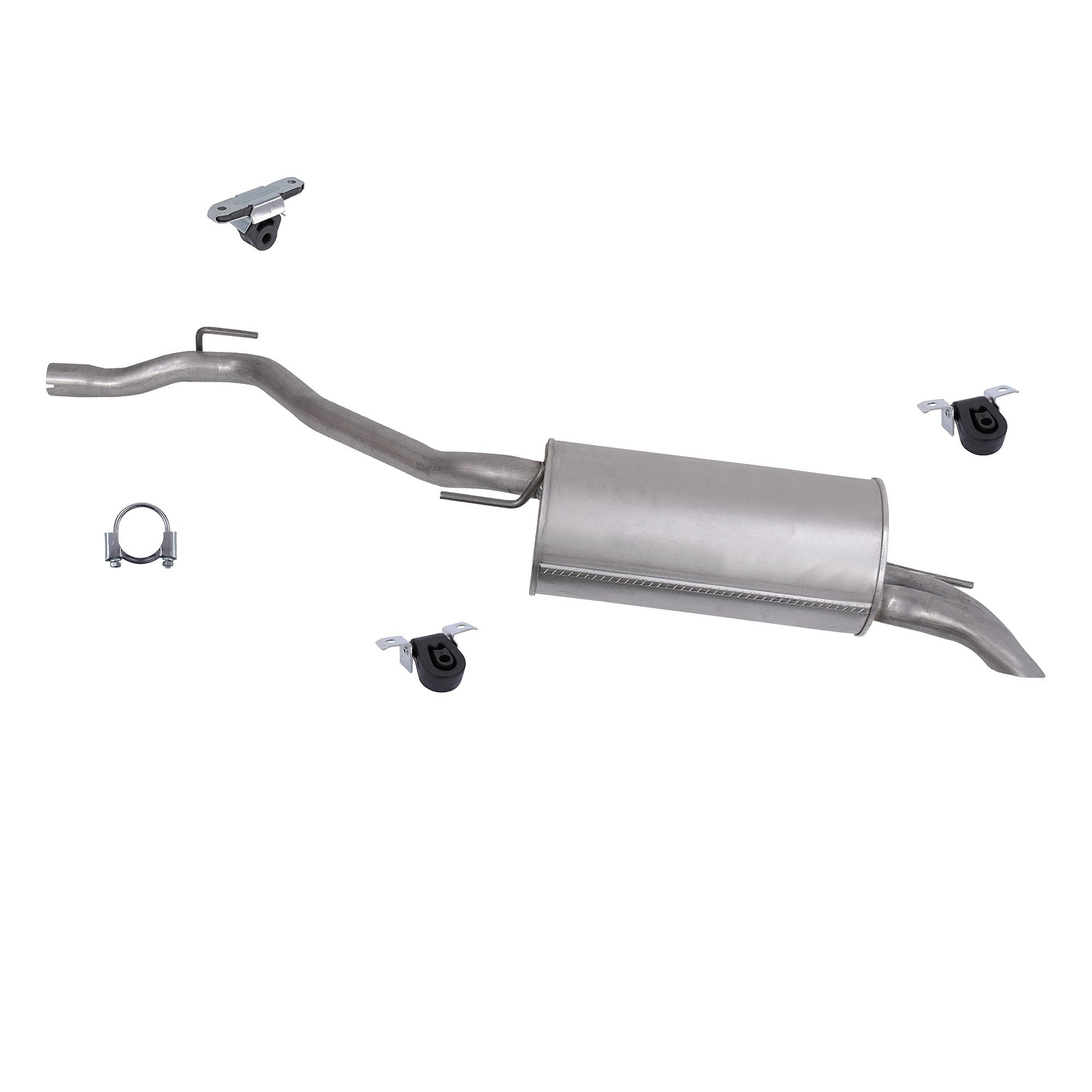 ATEC Germany Silenciador de escape conjunto 1x Silenciador trasero, 3x parachoques, 1x abrazadera de soporte compatible con VW TRANSPORTER T4