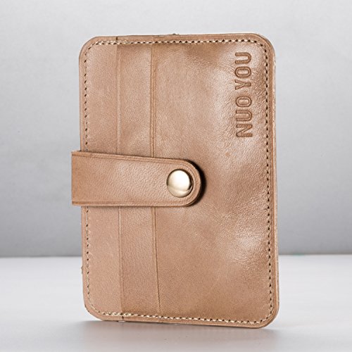 Nuoyou Handmade Genuine Leather Card Case Slim Handy Gift Rfid Blocking Card Holder Minimalist Wallet For Men & Women Front Pocket Credit Card Holder (Khaki) #TOP5