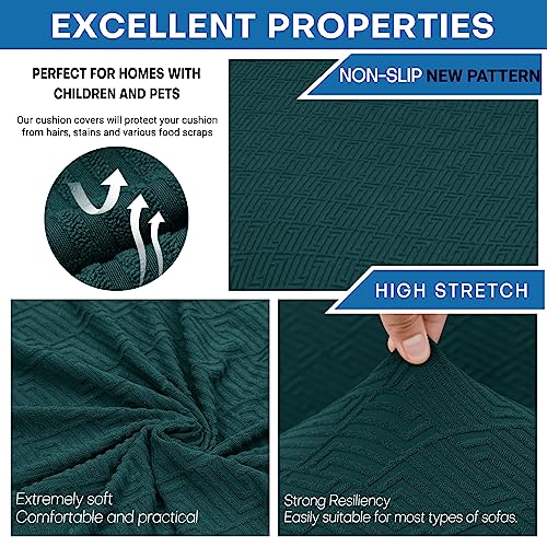 XINEAGE 2025 New 4 Pieces Extra Large Couch Covers for 3 Cushion Sofa Super Stretch Sofa Cover for 3 Large Seat Cushion Universal Slip Cover for Living Room (Blackish Green), 91"-110"(3 Cushions)
