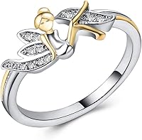 Vista 1 de Ginger Lyne - Anillo de ángel con alas de hada de dos tonos para mujer, joyería de moda, regalo para mamá, mejor amiga, hadas caprichosas